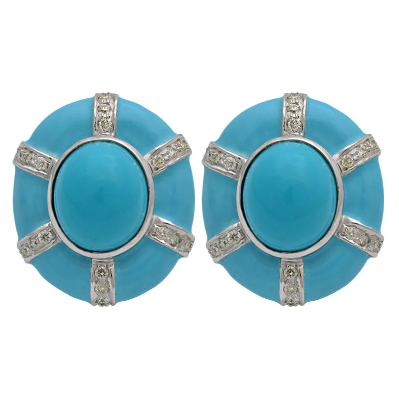 ladies-cross-gold-earrings-Earrings-Turquoise and Diamond (Enamel)