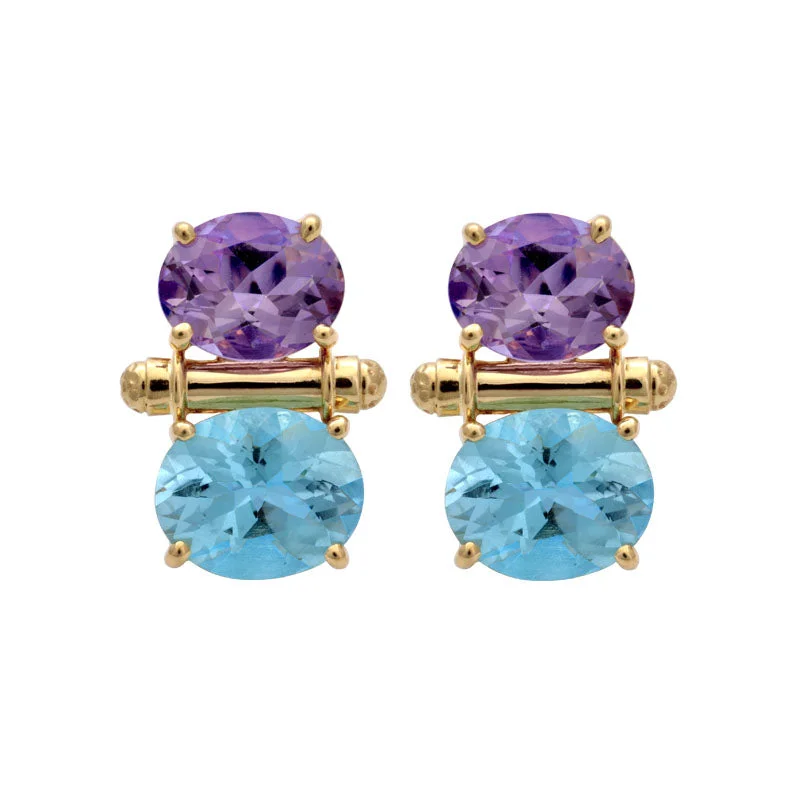 ladies-rustic-gold-earrings-Earrings-Amethyst and Blue Topaz