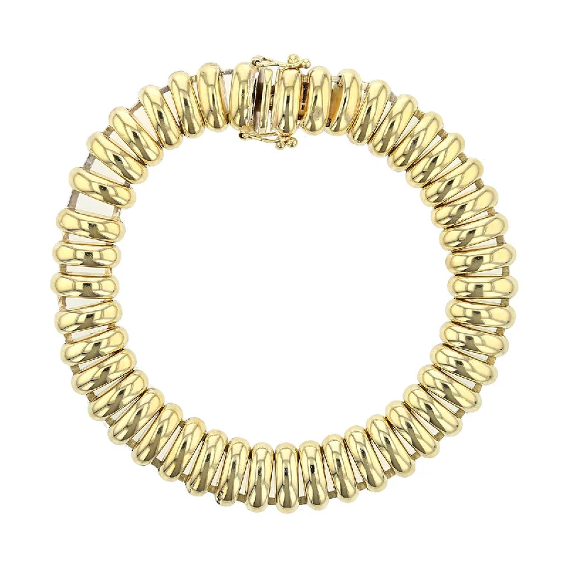 Ladies bracelets with mint serpentine -7-Inch 14K Yellow Gold Flexible Flat Link Bracelet