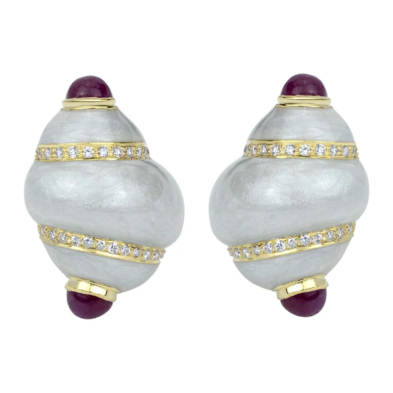 ladies-classic-hoop-earrings-Earrings - Ruby And Diamond (Enamel) (2338A)