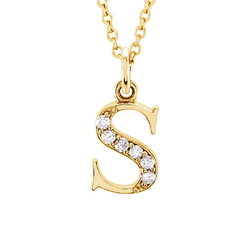 Ladies necklaces for excursions -The Abbey 14k Yellow Diamond Lower Case Initial 's' Necklace 16 Inch