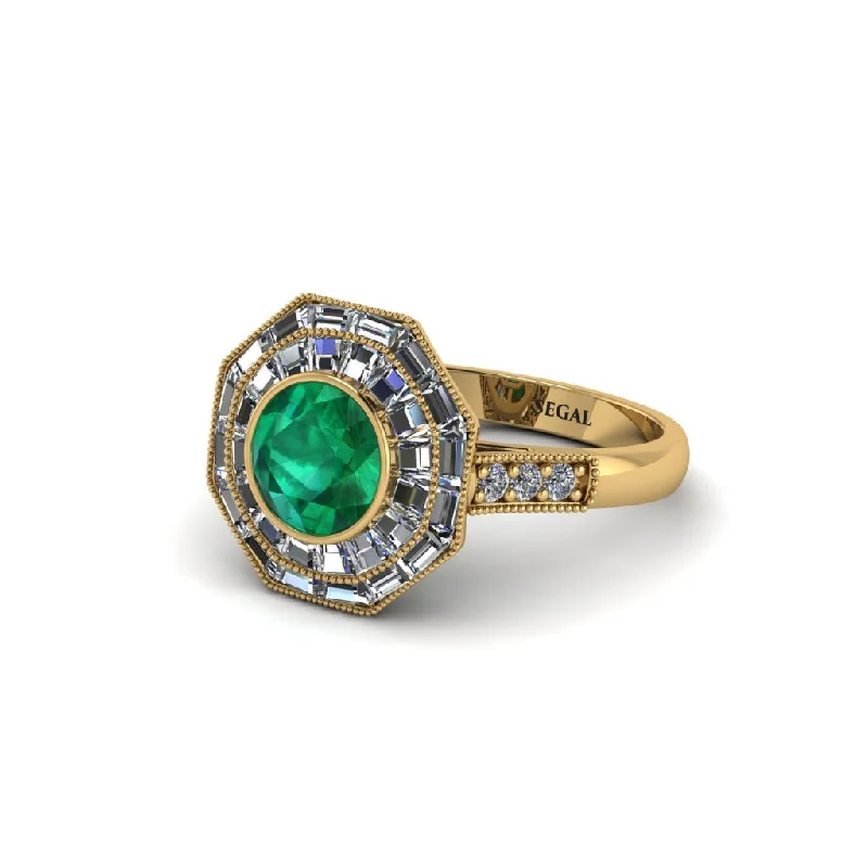 engagement-gold-cluster-ring-Emerald Radiant Majesty Engagement Ring - Francesca No. 4