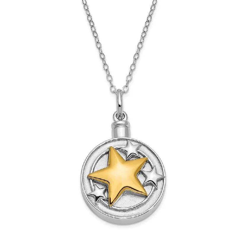 Ladies necklaces for dancers -Sterling Silver & Gold Plated Star Ash Holder Necklace, 18 Inch