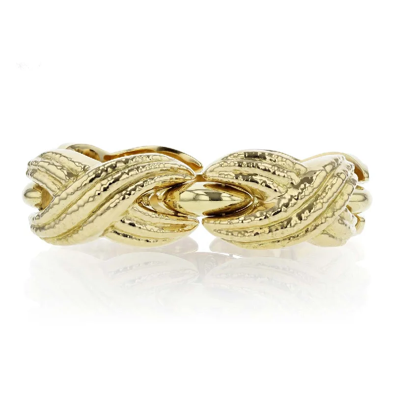 Ladies bracelets for holiday vibes -18K Yellow Gold Large X Section Bracelet