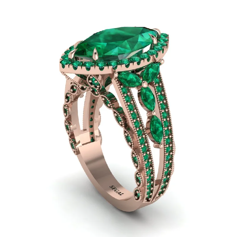 engagement-radiant-cut-platinum-ring-Emerald Majestic Splendor Engagement Ring - Antonella No. 20