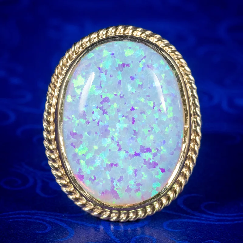 ladies-custom-silver-rings-Victorian Style Opal Cocktail Ring 15ct Opal