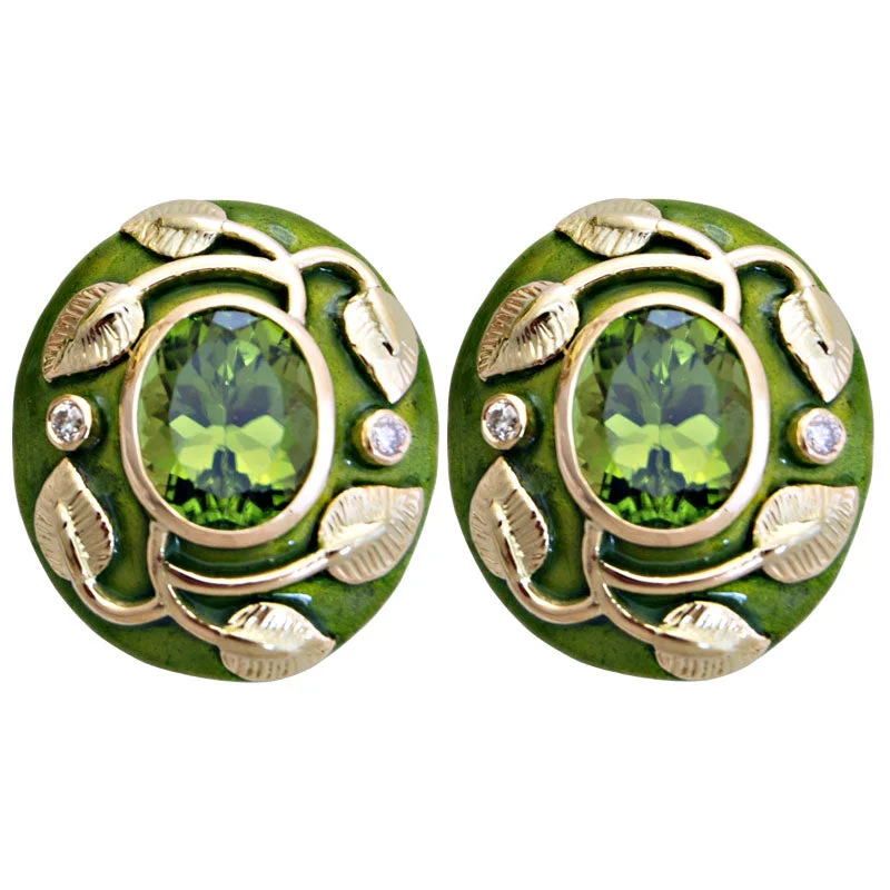 ladies-classic-thread-earrings-Earrings-Peridot and Diamond (Enamel)