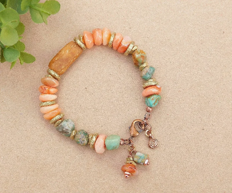 Ladies bracelets with constellation stones -Earthy Turquoise and Carnelian Bracelet