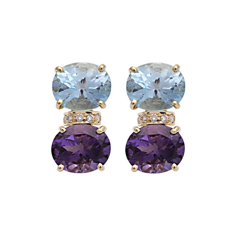 ladies-modern-gold-earrings-Earrings-Blue Topaz, Amethyst and Diamond