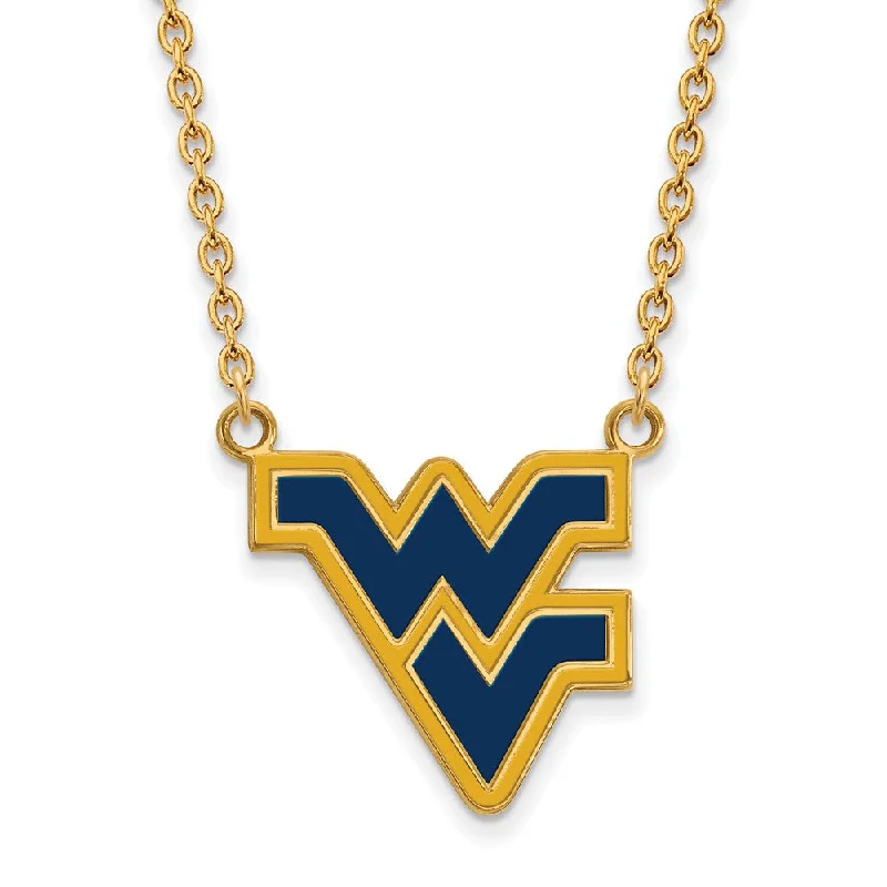 Ladies necklaces for mature tastes -14k Gold Plated Silver West Virginia U Lg Enamel Pendant Necklace