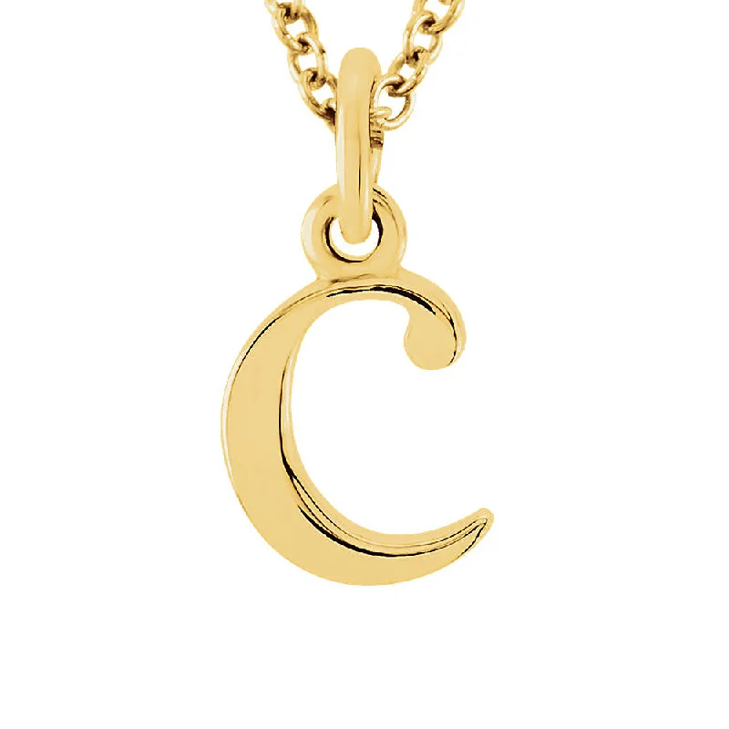 Ladies necklaces classic elegance -The Abbey Lower Case Initial 'c' Necklace in 14k Yellow Gold, 16 Inch