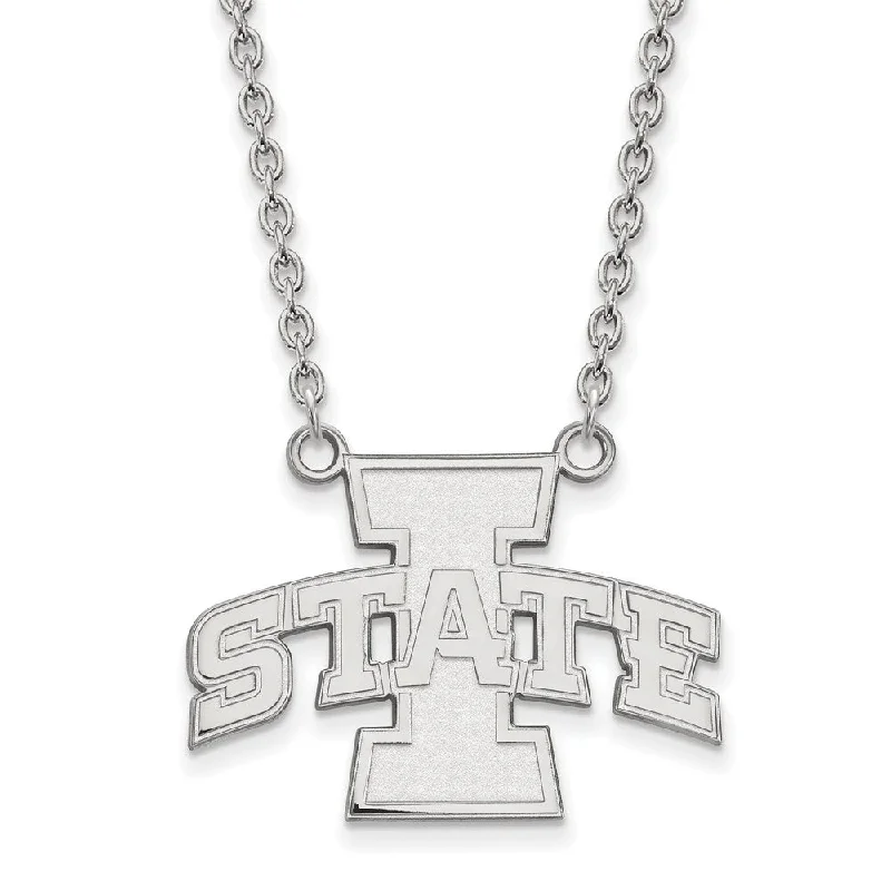 Ladies necklaces with wing charms -Sterling Silver Iowa State Large 'I State' Pendant Necklace