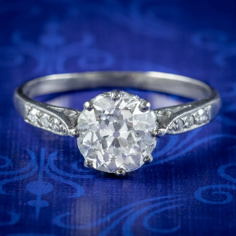 ladies-affordable-diamond-rings-Antique Edwardian Diamond Solitaire Ring 1.46ct Diamond Circa 1910