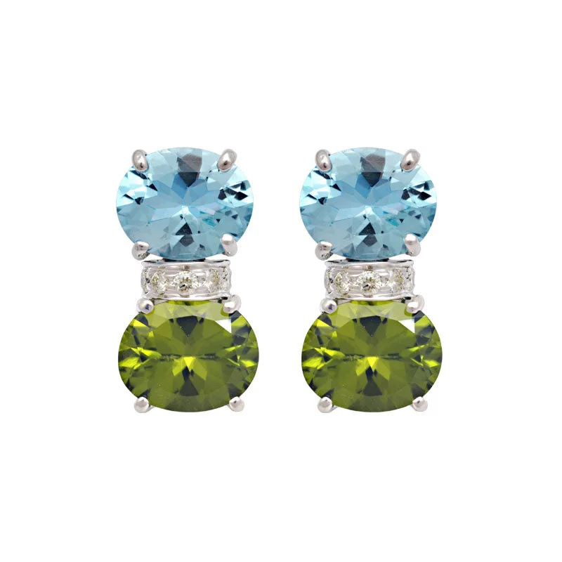 ladies-bridal-silver-earrings-Earrings-Blue Topaz, Peridot and Diamond