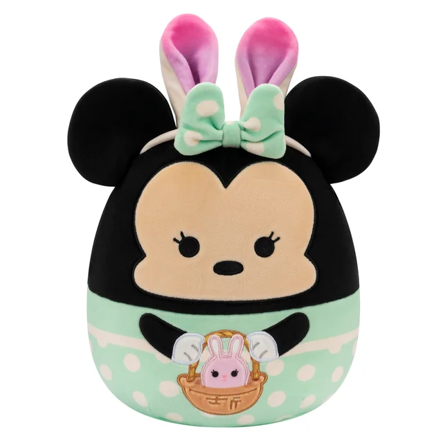 ladies-marquise-cut-sapphire-rings-Spring Squishmallow Disney Minnie in Green Dress with Bunny Ears Holding Pink Bunny Easter Basket 8" Stuffed Plush by Kelly Toy