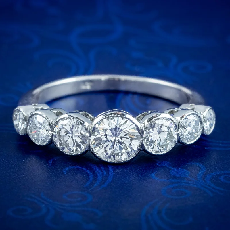 ladies-radiant-cut-gold-rings-Edwardian Style Seven Stone Diamond Ring 2.5ct Total