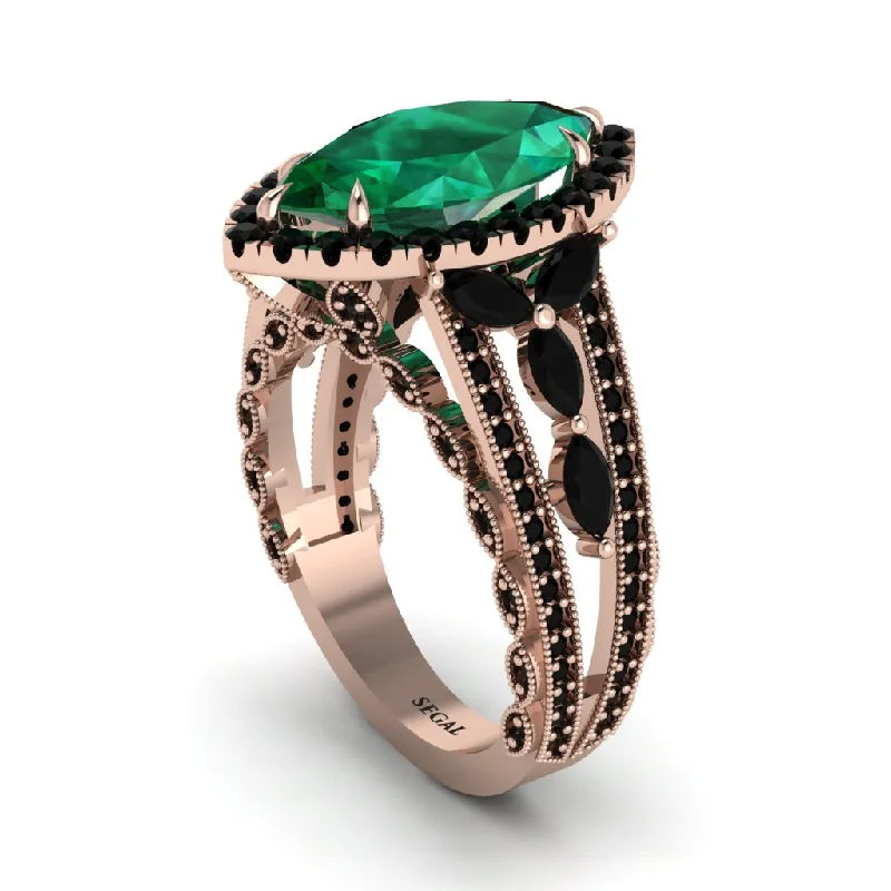 engagement-luxury-silver-ring-Emerald Majestic Splendor Engagement Ring - Antonella No. 35