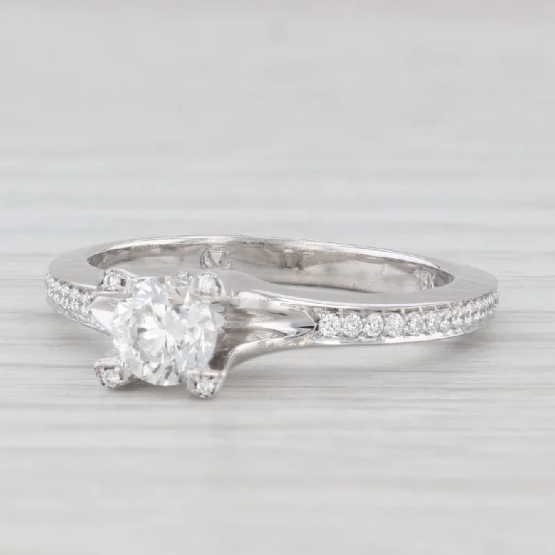 engagement-cushion-cut-silver-ring-0.70ctw Round Diamond Engagement Ring 18k White Gold Size 6.25 Euro Shank