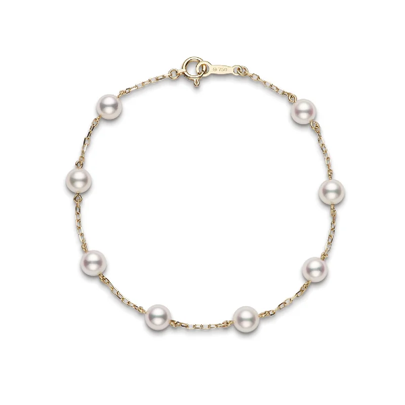 Ladies bracelets with mauve iolite -Akoya Cultured Pearl Station Bracelet