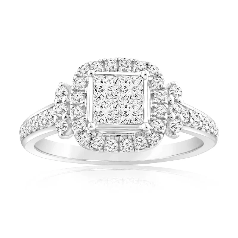 engagement-rose-gold-filigree-ring-4/5 Carat Diamond Cushion Shape Engagement Ring in 14ct White Gold