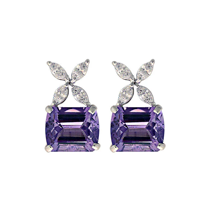 ladies-affordable-silver-earrings-Earrings-Amethyst and Crystal