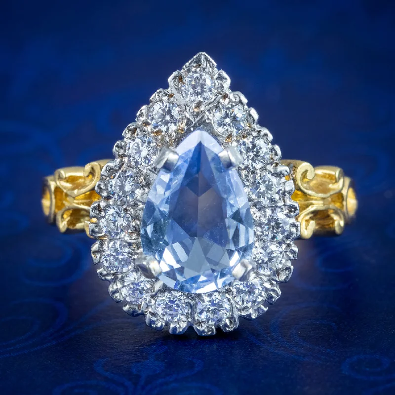 ladies-elegant-platinum-rings-Victorian Style Synthetic Aquamarine CZ Cluster Ring