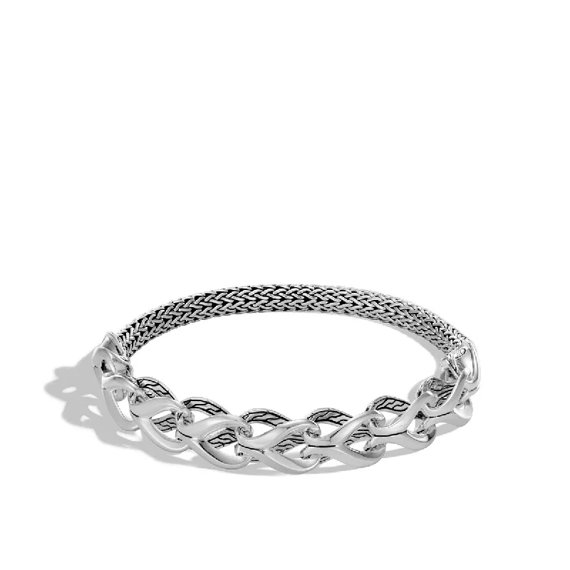 Ladies bracelets trendy elegance -Asli Classic Chain Link Silver Half Link Bracelet