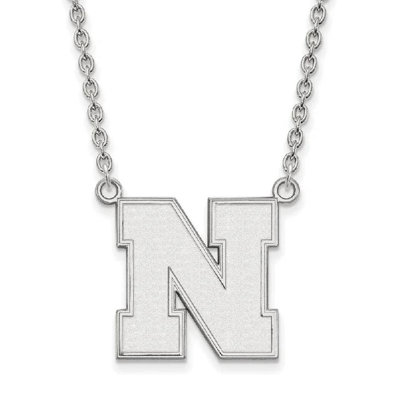 Ladies necklaces with lace agate -Sterling Silver U of Nebraska Large Initial N Pendant Necklace