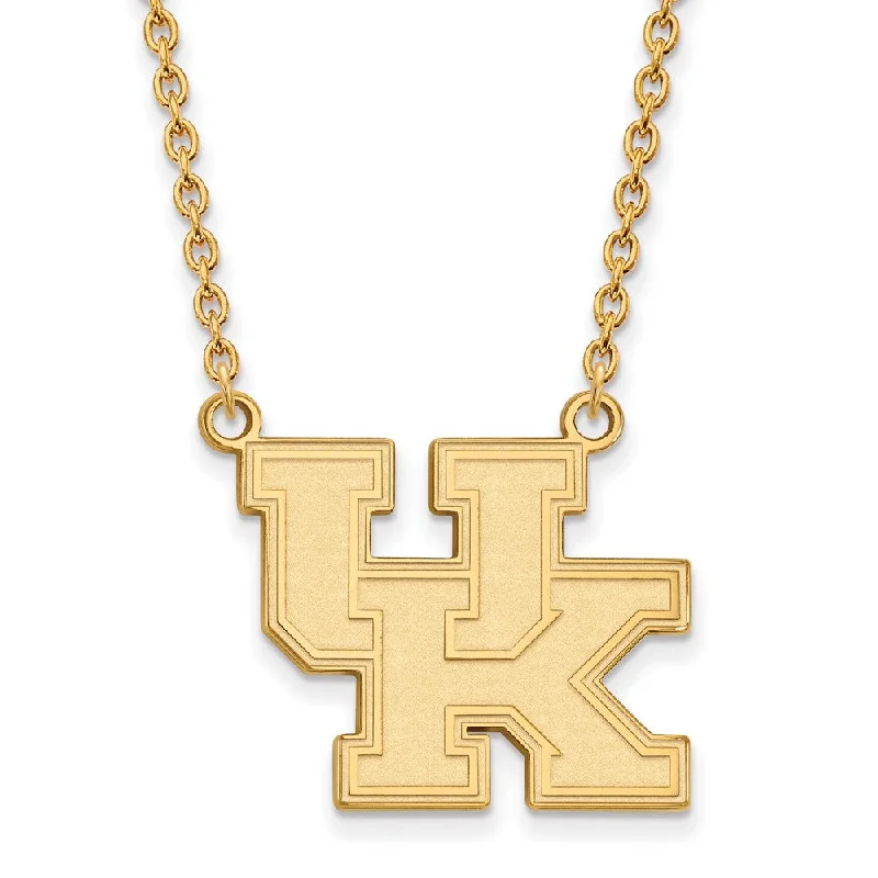 Ladies necklaces elegant designs -10k Yellow Gold U of Kentucky Large 'UK' Pendant Necklace