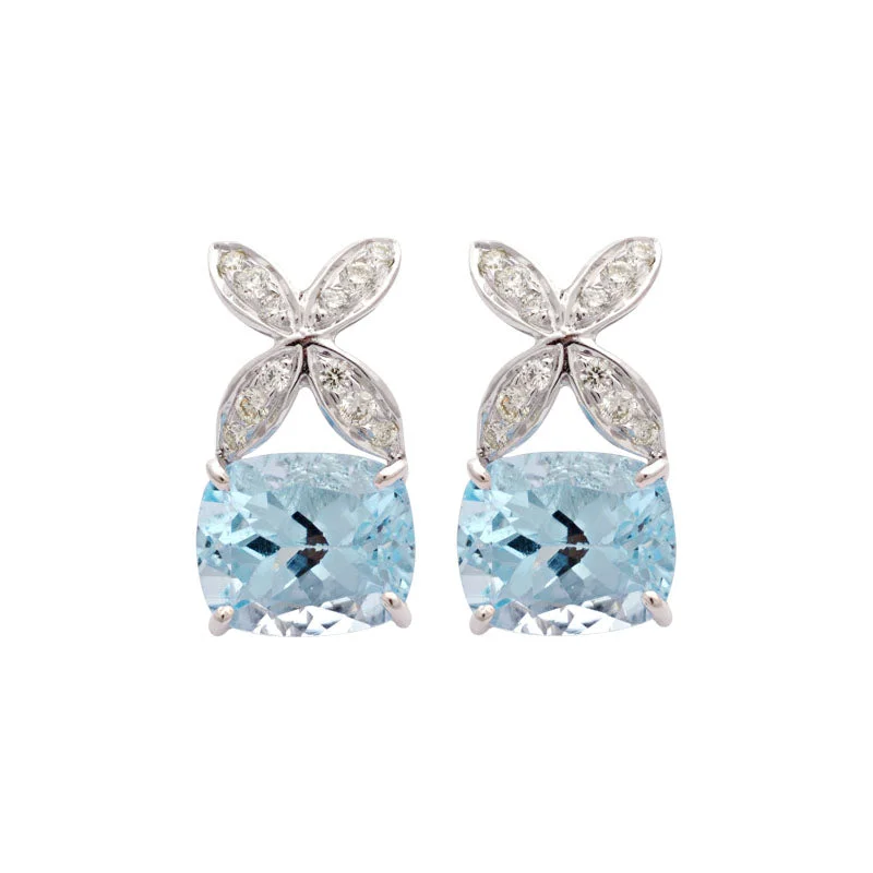 ladies-heart-silver-earrings-Earrings-Blue Topaz and Diamond