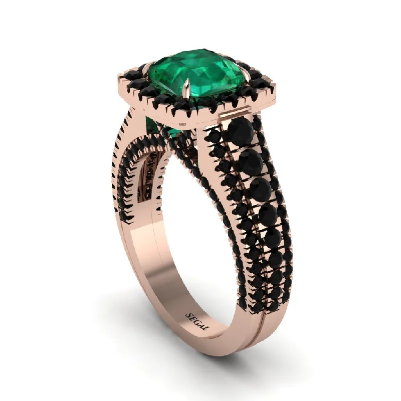 engagement-affordable-rose-gold-ring-Cushion Cut Emerald Eternal Splendor Engagement Ring - Lorelei No. 35