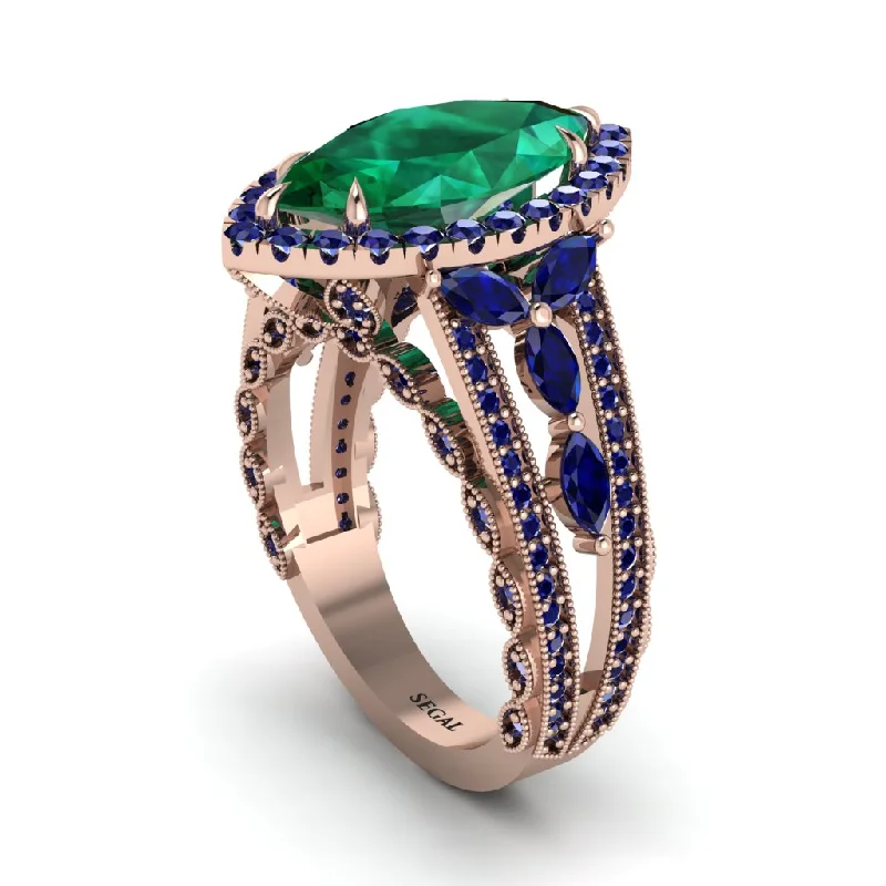 engagement-birthstone-gold-ring-Emerald Majestic Splendor Engagement Ring - Antonella No. 65