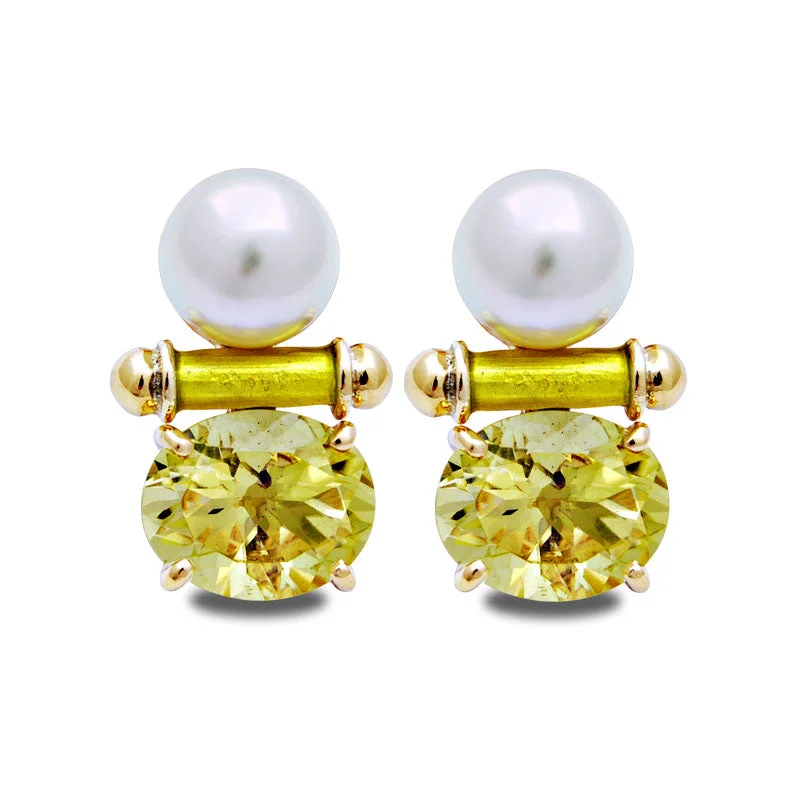 ladies-crawl-rose-gold-earrings-Earrings-Lemon Quartz and South Sea Pearl (Enamel)