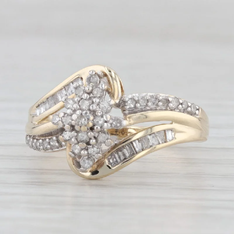 engagement-diamond-twist-ring-0.25ctw Diamond Cluster Bypass Ring 10k Yellow Gold Size 7 Engagement