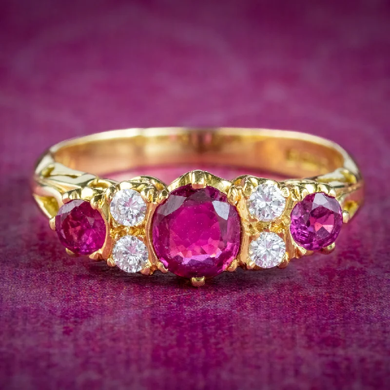 ladies-asscher-cut-diamond-rings-Vintage Ruby Diamond Ring 1.2ct Ruby Dated 1989 With Cert