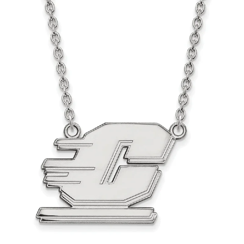 Ladies necklaces for getaways -Sterling Silver Central Michigan U Large 'C' Pendant Necklace