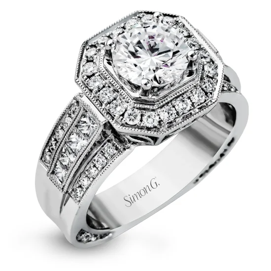 engagement-affordable-diamond-ring-Simon G. Passion Collection Round Center Square Halo Engagement Ring NR109