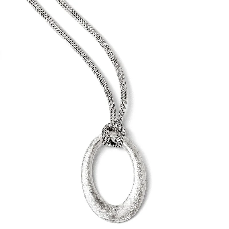 Ladies necklaces for market vibes -Oval and Knotted Mesh Chain Necklace in Sterling Silver, 18.5 Inch