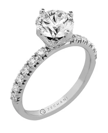 engagement-sapphire-twist-ring-14k White Gold Classically Inspired Crown Setting Diamond Engagement Ring by Zeghani