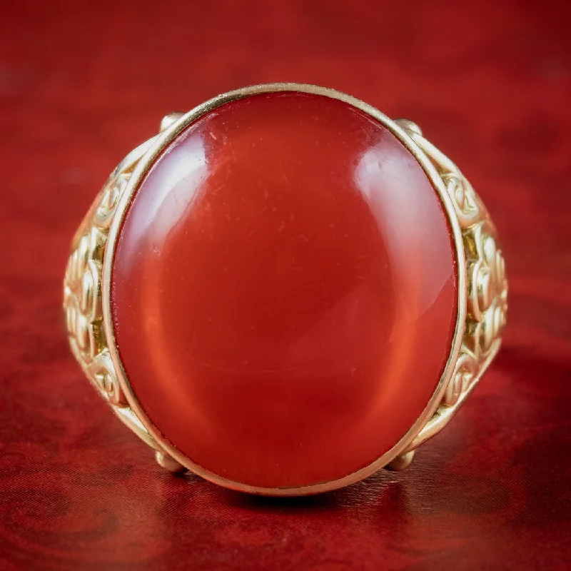 ladies-elegant-silver-rings-Vintage Carnelian Statement Ring 18.3ct Carnelian