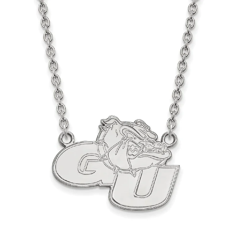 Ladies necklaces for workshops -Sterling Silver Gonzaga U Large "GU' Mascot Pendant Necklace