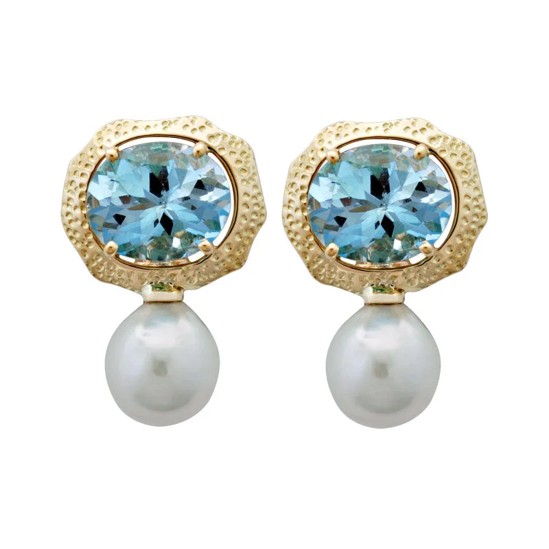 ladies-crawl-pearl-earrings-Earrings-Blue Topaz and Pearl