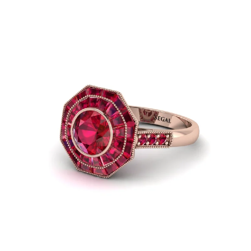 engagement-rose-gold-filigree-ring-Ruby Radiant Majesty Engagement Ring - Francesca No. 56