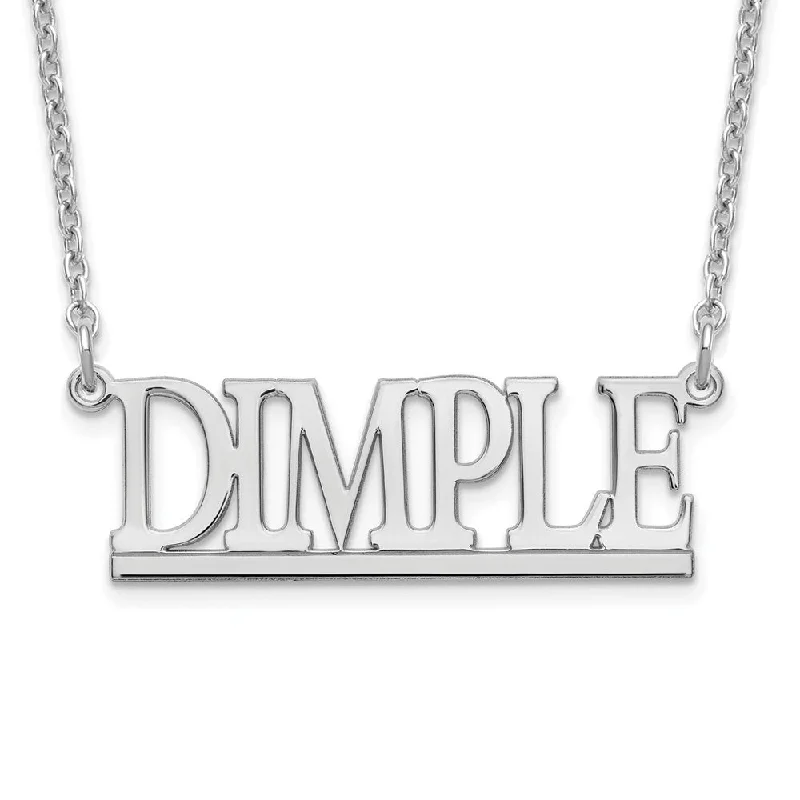 Ladies necklaces with halo charms -Personalized Polished Capital Block Name Necklace