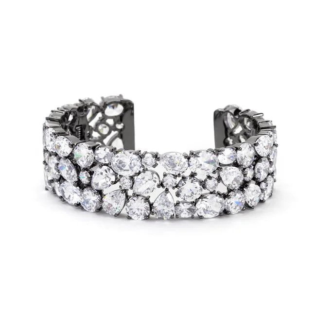 Ladies bracelets wave-inspired -Branka Bejeweled CZ Cuff Bracelet