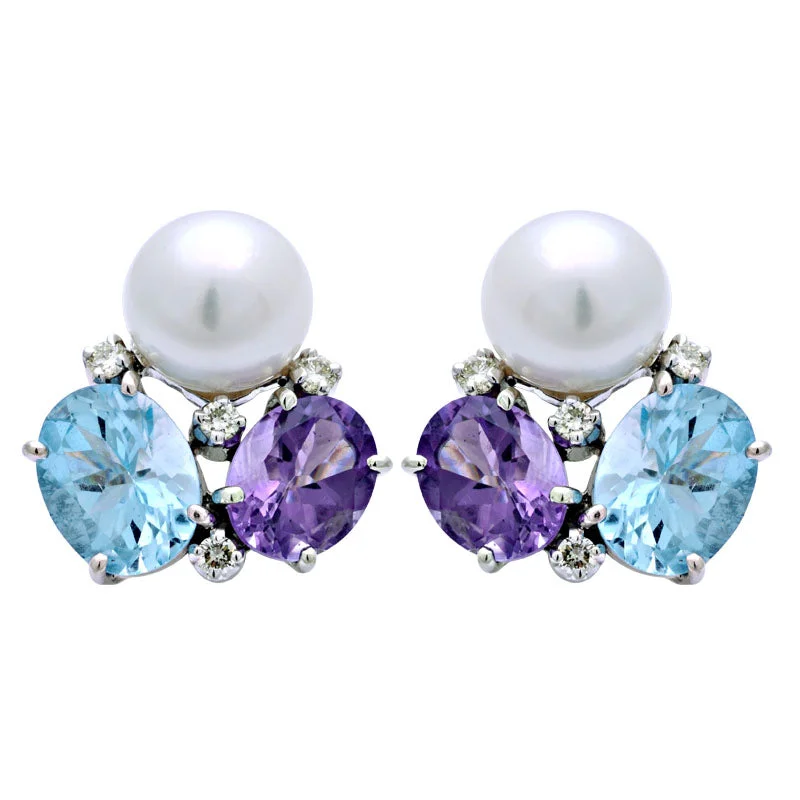 ladies-everyday-pearl-earrings-Earrings-Amethyst, Blue Topaz, South Sea Pearl and Diamond