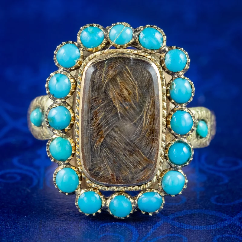 ladies-minimalist-gold-rings-Antique Georgian Turquoise Mourning Ring Dated 1795