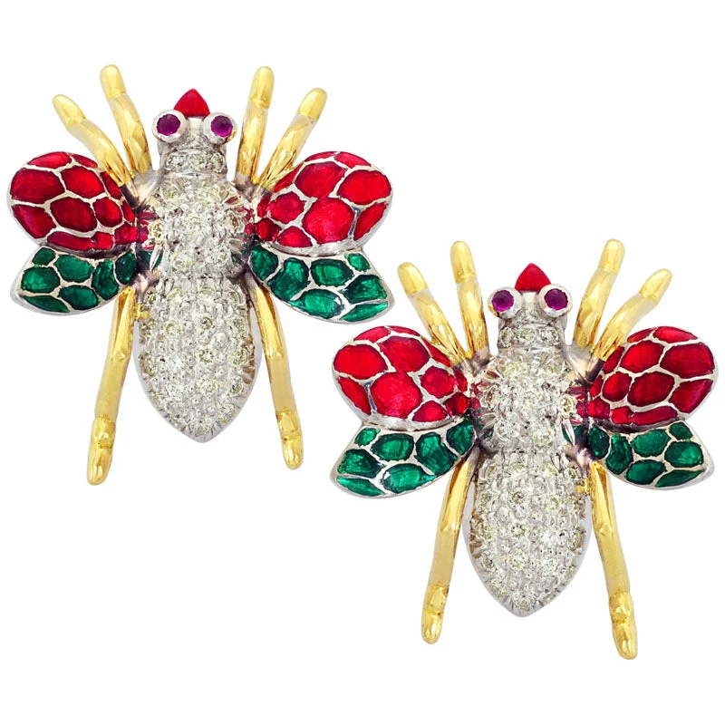 ladies-minimalist-gold-earrings-Earrings-Ruby and Diamond (Enamel)