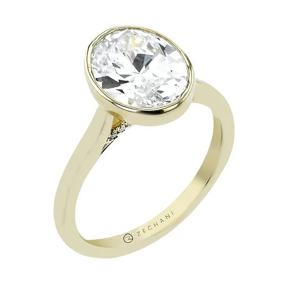 engagement-radiant-cut-platinum-ring-14k Yellow Gold Oval Bezel Diamond Engagement Ring by Zeghani