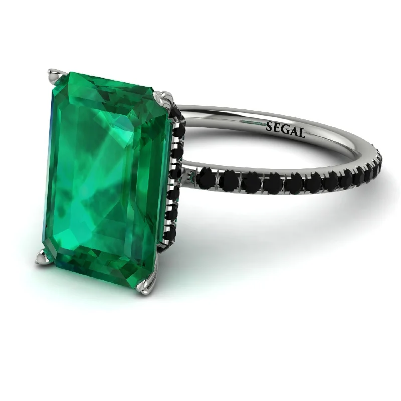 engagement-custom-diamond-ring-Custom Hidden Halo Emerald Cut Emerald Engagement Ring - Melodi No. 3600